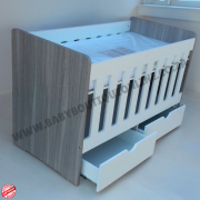 Large Wooden Cot with Split Drawer White & Cascade B0278
